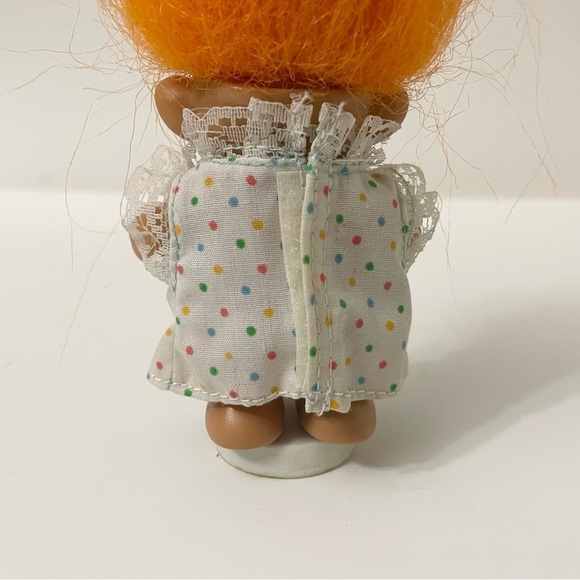 Vintage Troll Doll with Orange Hair Toy on Stand - Picture 6 of 14